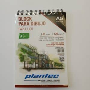 Block papel blanco liso de 120 gr anillado superior A5 x 40 hojas