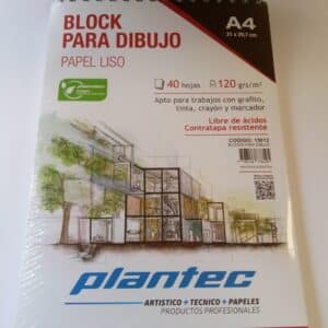 Block papel blanco liso de 120 gr anillado superior A4 x 40 hojas