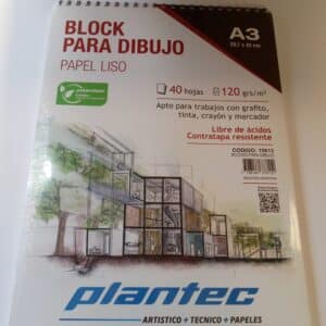 Block papel blanco liso de 120 gr anillado superior A3 x 40 hojas