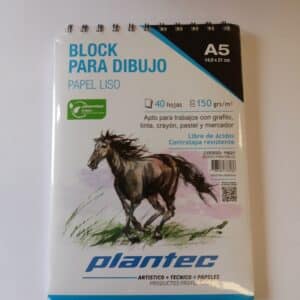 Block papel blanco liso de 150 gr anillado superior A5 x 40 hojas