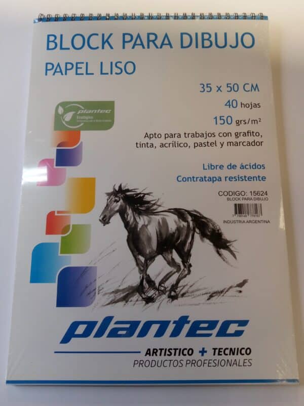Block papel blanco liso de 150 gr anillado superior 35 x 50 x 40 hojas