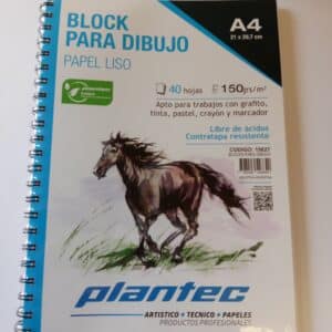 Block papel blanco liso de 150 gr / cuaderno anillado lateral A4 x 40 hojas