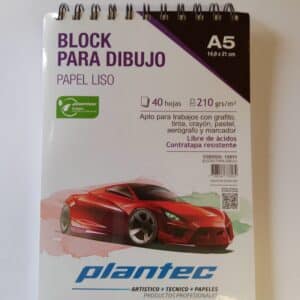 Block papel blanco liso de 210 gr anillado superior A5 x 40 hojas