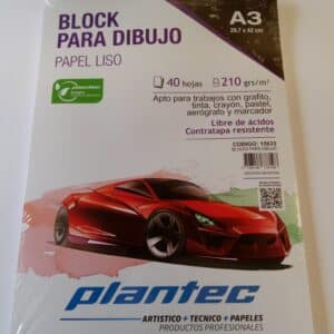 Block papel blanco liso de 210 gr anillado superior A3 x 40 hojas