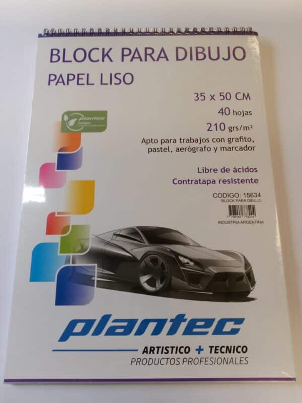 Block papel blanco liso de 210 gr anillado superior 35 x 50 x 40 hojas