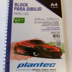 Block papel blanco liso de 210 gr / cuaderno anillado lateral A4 x 40 hojas