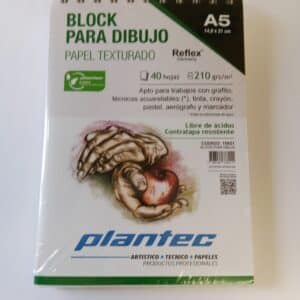 Block papel blanco texturado de 210 gr anillado superior A5 x 40 hojas