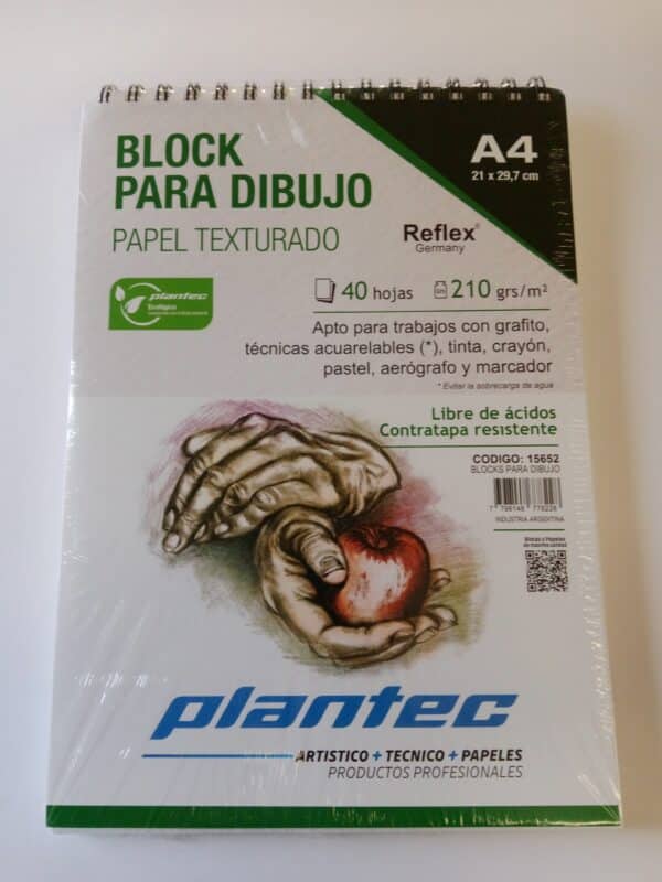 Block papel blanco texturado de 210 gr anillado superior A4 x 40 hojas