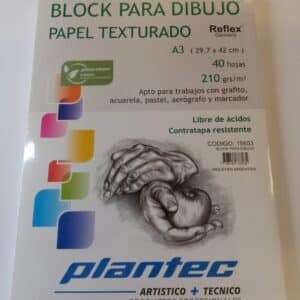 Block papel blanco texturado de 210 gr anillado superior A3 x 40 hojas