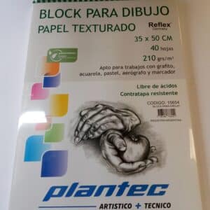 Block papel blanco texturado de 210 gr anillado superior 35 x 50 x 40 hojas