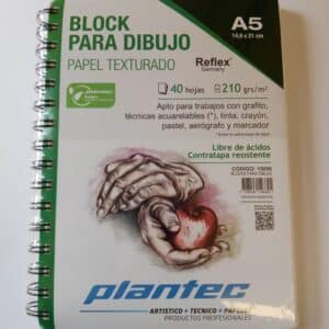 Block papel blanco texturado de 210 gr / cuaderno anillado lateral A5 x 40 hojas