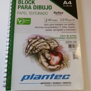 Block papel blanco texturado de 210 gr / cuaderno anillado lateral A4 x 40 hojas