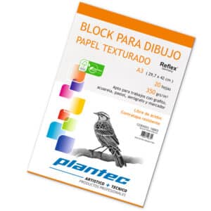 Block papel blanco texturado de 350 gr encolado A5 x 20 hojas