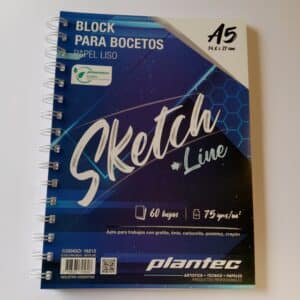 Cuaderno Sketch papel blanco liso 75 gr anillado A5 tapa azul x 60 hojas