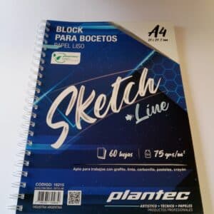 Cuaderno Sketch papel blanco liso 75 gr anillado A4 tapa azul x 60 hojas