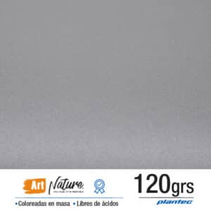 Cartulina coloreada en masa metalizada 120 gr color luna plata en formato A3 x 10 hojas