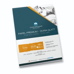 Papel blanco liso "Duria Glatt" 150 gr en block encolado de 17 x 25 cm x 20 h